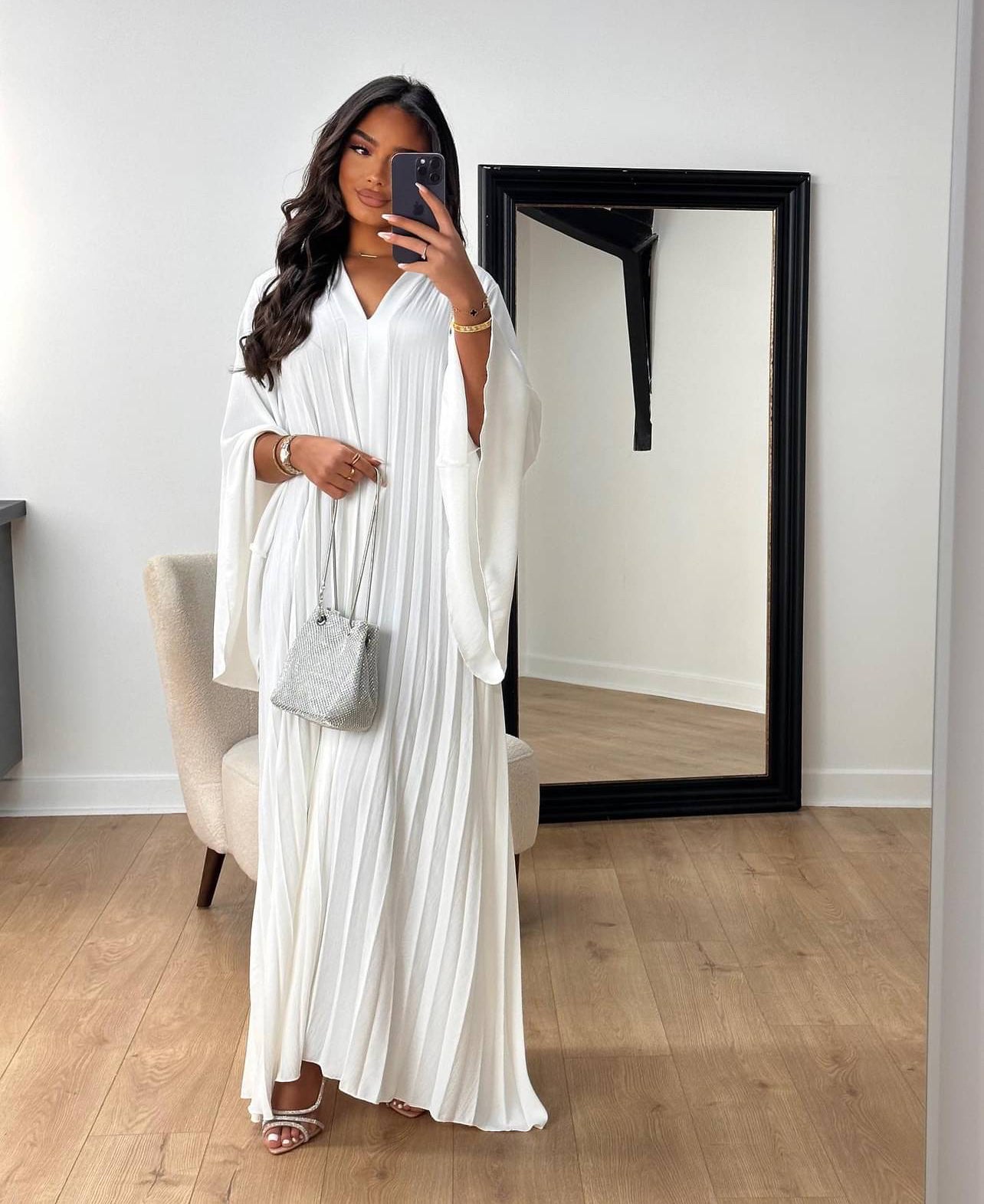 Plissé dress - white