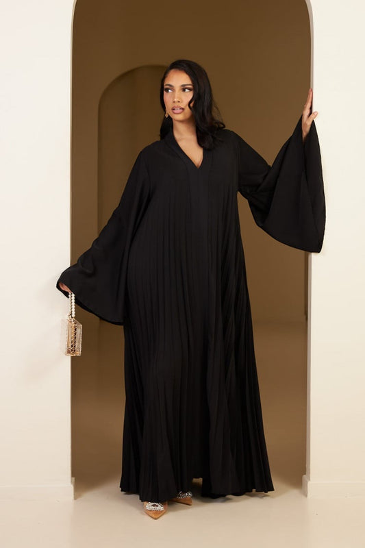 Plissé dress - black