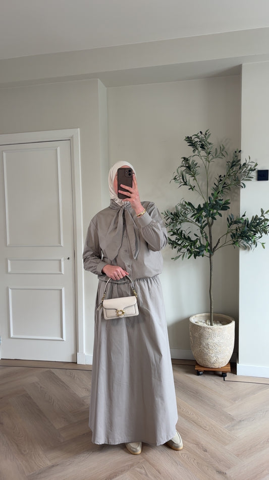 Cotton bow set - taupe