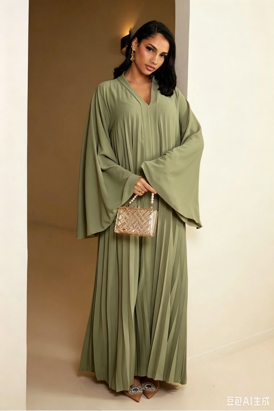 Plissé dress - kaki