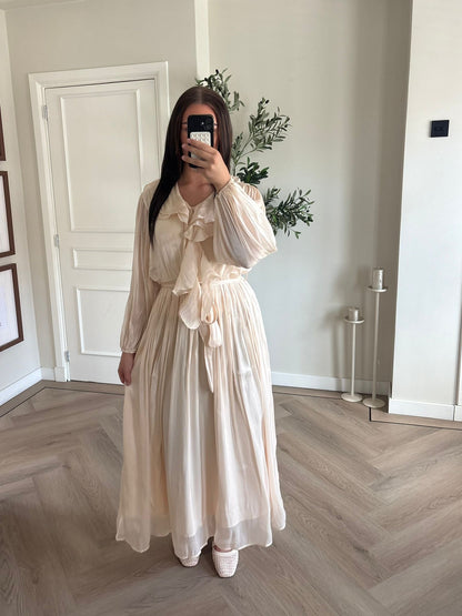 Flowy ruffle dress - crème