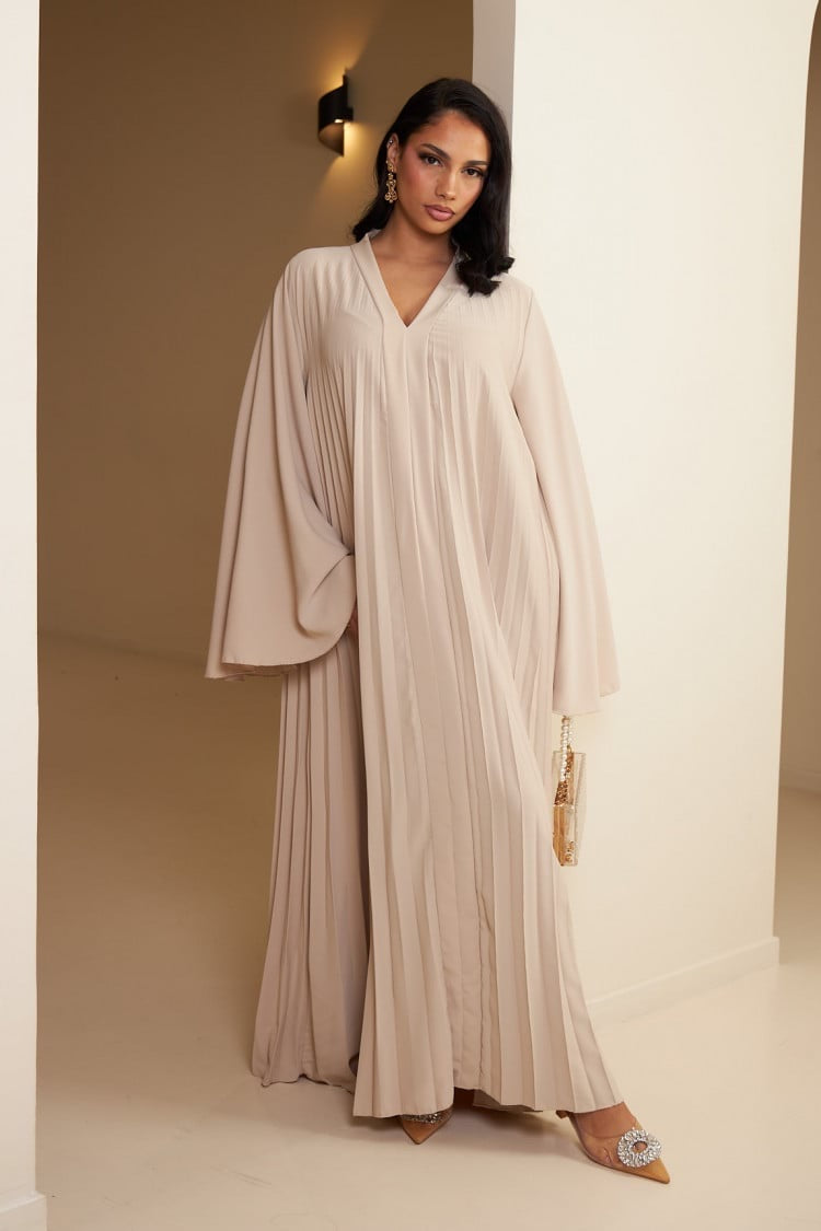 Plissé dress - beige