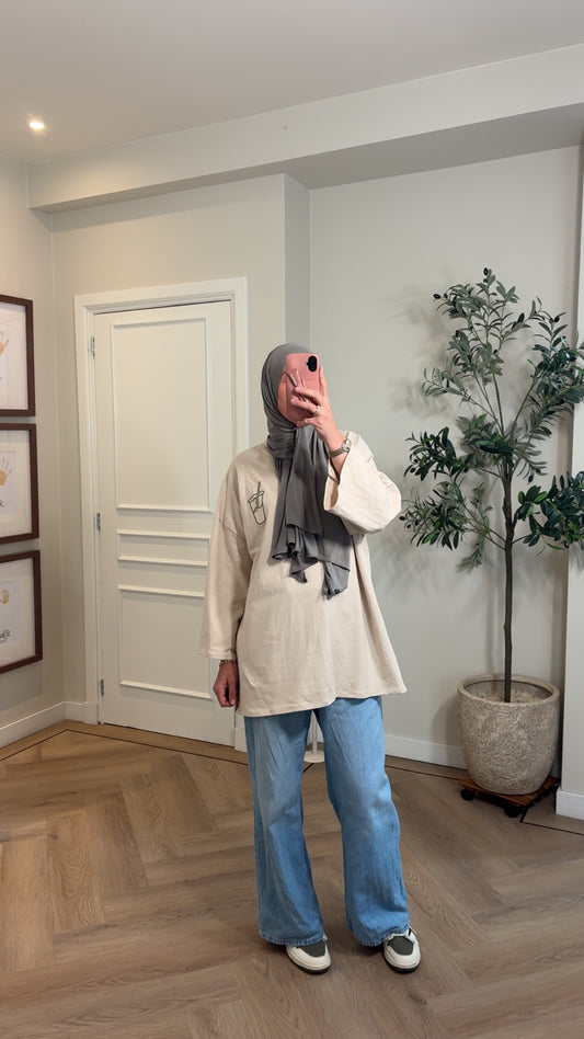 Le Matcha oversized shirt - beige