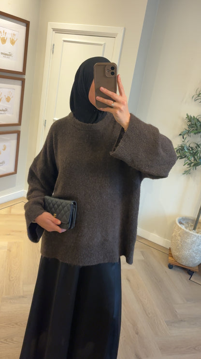 Alpaca wool blend trui - bruin