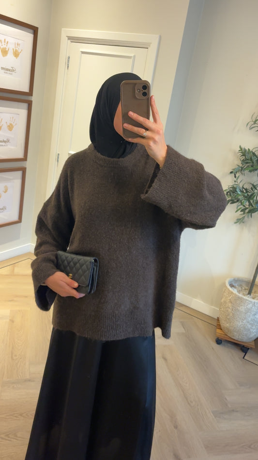 Alpaca wool blend trui - bruin