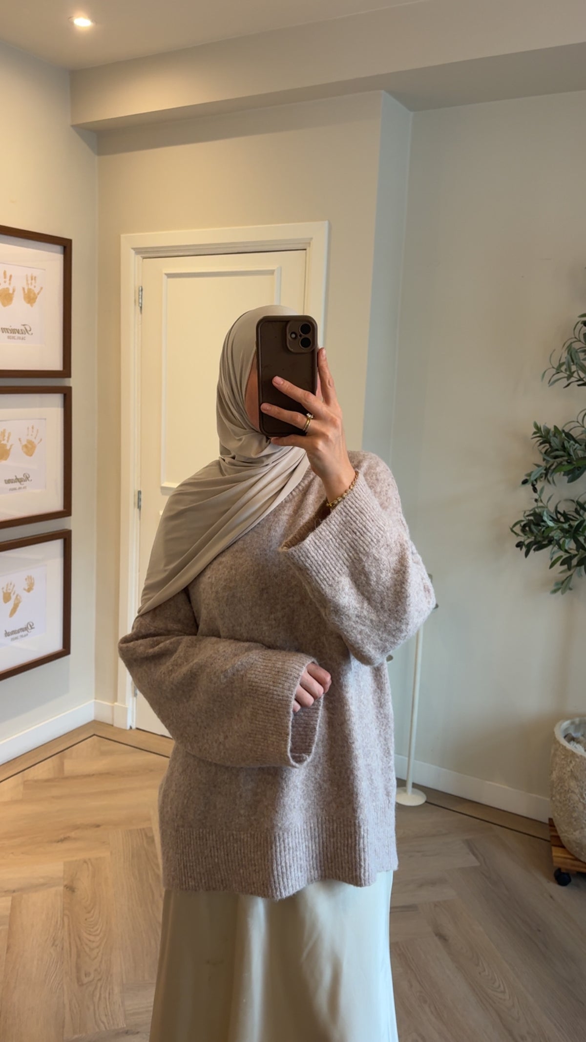 Alpaca wool blend trui - taupe