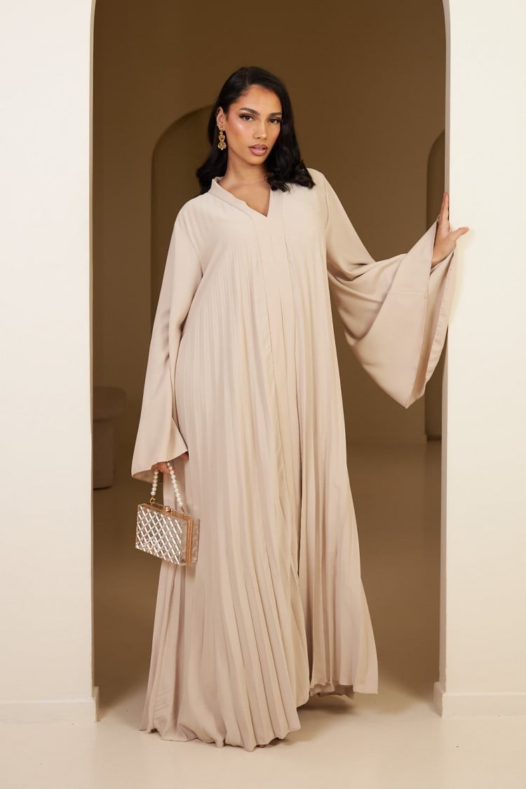 Plissé dress - beige