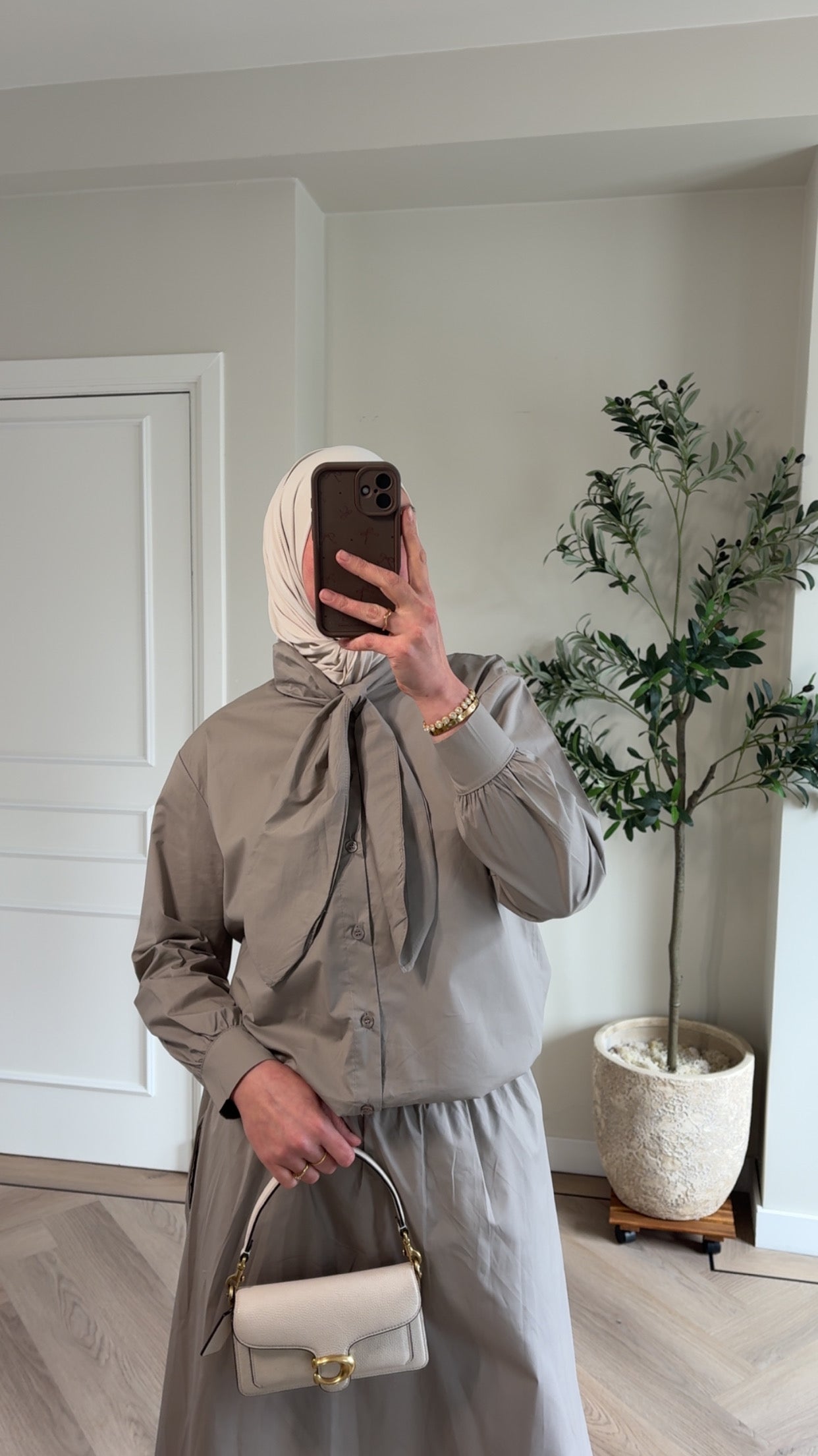 Cotton bow set - taupe